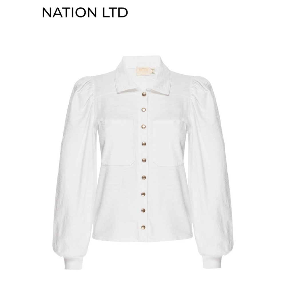 Nation Ltd “The Desta” Femme Top in Optic White, sz Small, MSRP $184